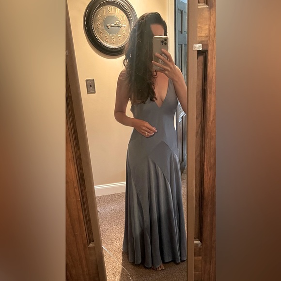 ASOS Edition Blue Backless Evening Gown Dress - Picture 6 of 6